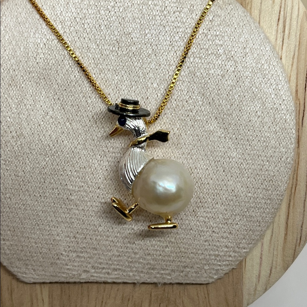 Duck Pendant with Baroque Freshwater Pearl